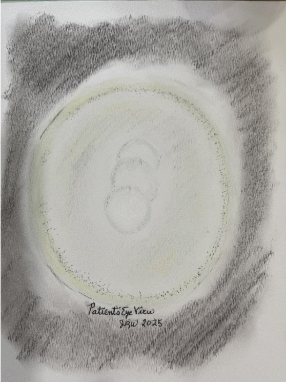 A drawing of a white circle
